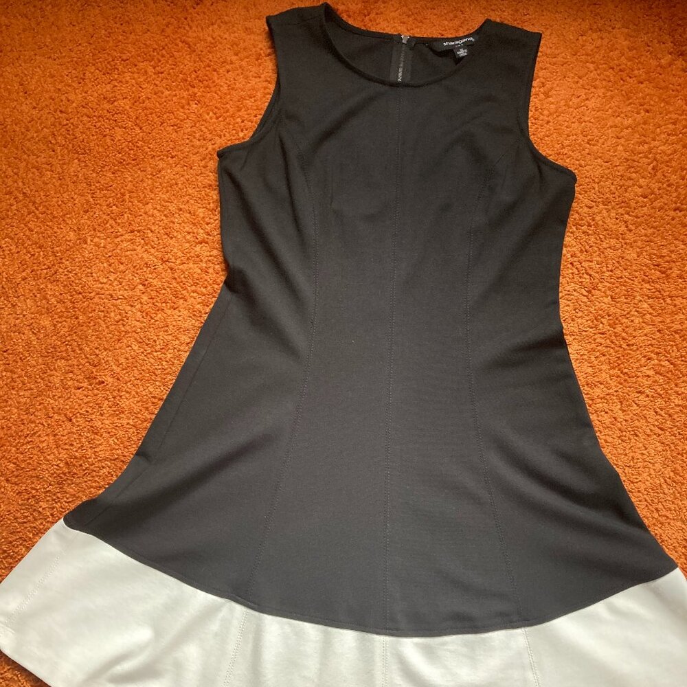 Wonderful Sharango Black & White Poly Rayon Spandex Fit & Flare Dress 12